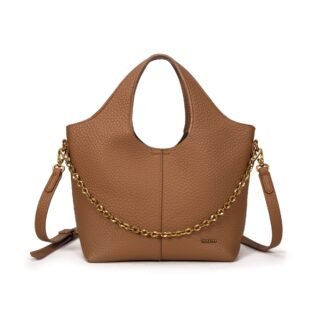Bolso de mano elegante con adorno de cadena y bandolera regulable