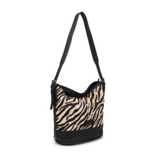 Bolso de hombro animalprint con cierre de cremallera